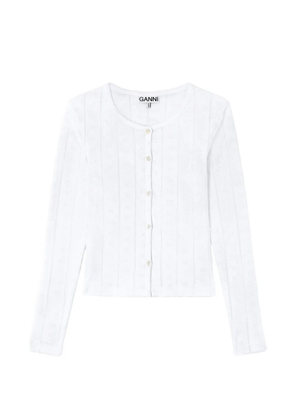GANNI pointelle-knit cardigan - White