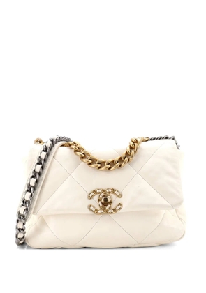 CHANEL Pre-Owned 19 Flap Bag Quilted Leather Medium crossbody bag - White