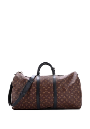 Louis Vuitton Pre-Owned Keepall Bandouliere Bag Macassar Monogram Canvas 55 travel bag - Brown