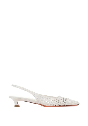 Santoni woven slingback pumps - White