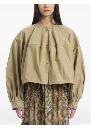 INTO THE EAST cropped puff-sleeve coat - Neutrals
