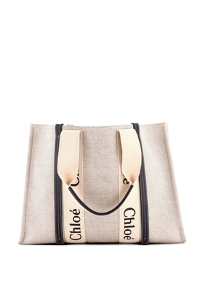 Chloé Pre-Owned Woody Canvas with Leather Large tote bag - Neutrals