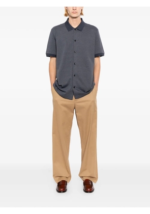 BOSS button-front pique shirt - Blue