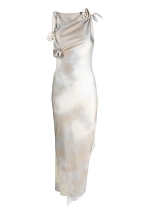 Coperni floral-appliqué cut-out dress - Neutrals