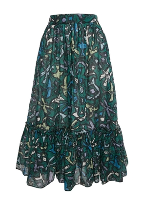 Valentino Garavani Pre-Owned abstract-print ruffled skirt - Green