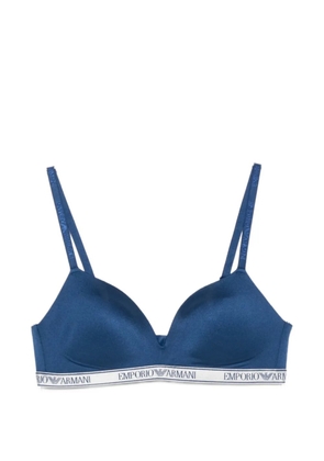 Emporio Armani logo-tape triangle bra - Blue