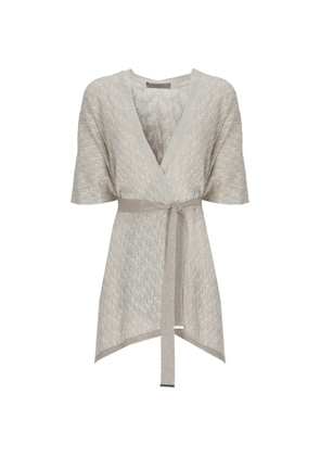 D.Exterior belted metallic-effect cardigan - Grey