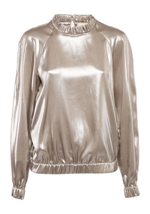 Sara Battaglia metallic sheen blouse - White