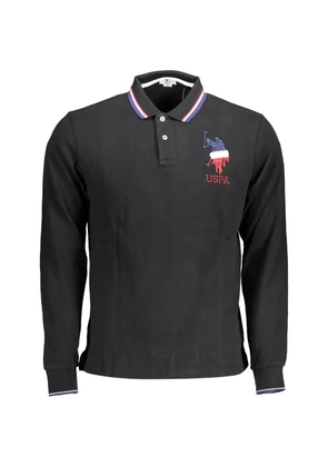 U.S. POLO ASSN. logo-embroidered long-sleeve polo shirt - Black
