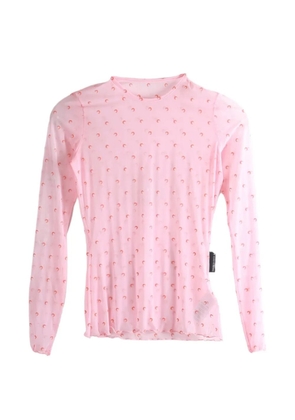 Marine Serre Moon-print lettuce-hem T-shirt - Pink