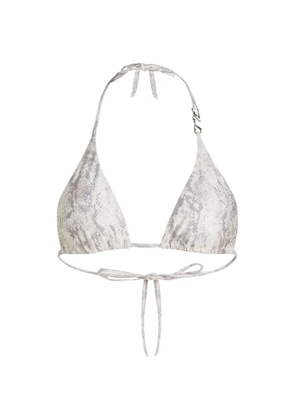 Karl Lagerfeld snake-print triangle bikini top - White