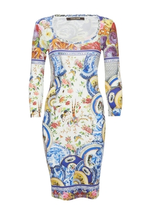 Roberto Cavalli floral-plate print mini dress - White