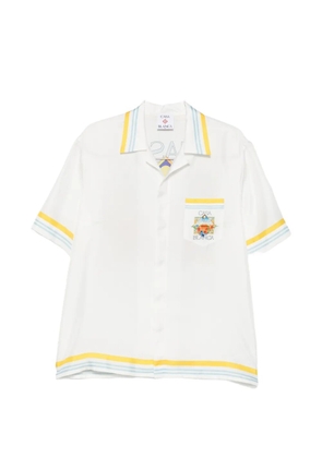Casablanca tennis-landscape striped silk shirt - White