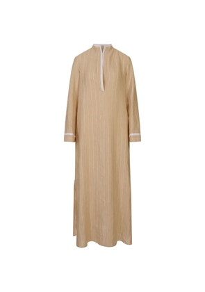 Kiton pinstriped long-sleeve dress - Neutrals