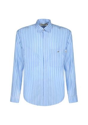 Carrer vertical-stripe chest-pocket shirt - Blue