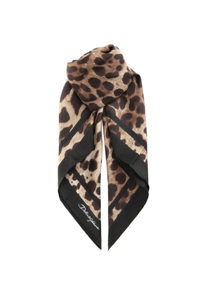Dolce & Gabbana leopard-print silk scarf - Brown