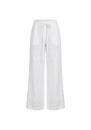 Nicholas Erica lattice-trim wide-leg trousers - White