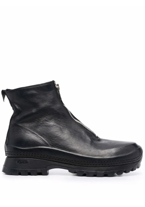 Guidi zipped leather ankle boots - Black