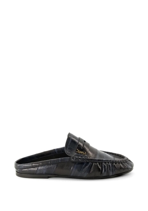 Saint Laurent Cassandre eel-leather mules - Blue