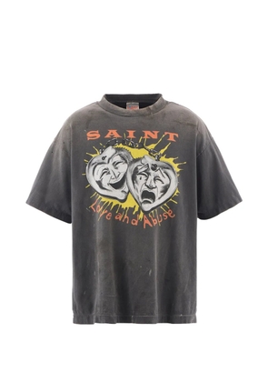 SAINT MXXXXXX graphic-print distressed T-shirt - Black