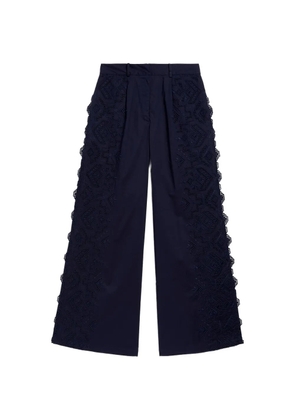 MOMONÌ broderie-anglaise cotton palazzo pants - Blue