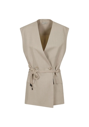 Antonelli Ellen double-breasted rope-belt gilet - Neutrals