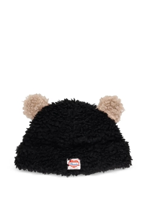 BASICKS bear-ear pom-pom beanie - Black