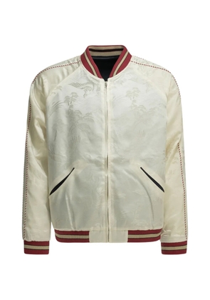 BEAMS PLUS patterned-jacquard reversible bomber jacket - White