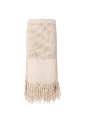 Karl Lagerfeld crochet-knit fringe-trimmed midi skirt - Neutrals