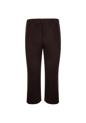 Issey Miyake pleated cropped trousers - Brown