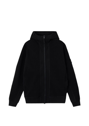 Stone Island logo-patch zip-up hoodie - Black