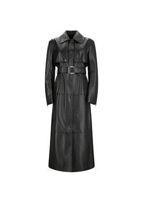 Sportmax belted leather coat - Black