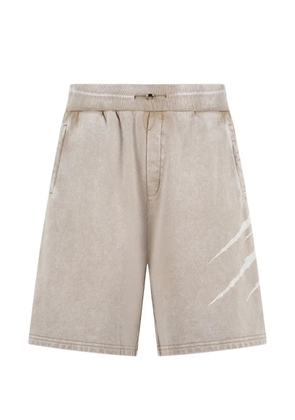 Plein Sport washed crackle-scratch shorts - Neutrals