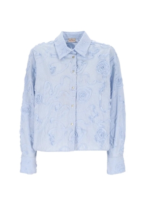 Marella floral-embroidered striped shirt - Blue