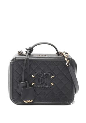 CHANEL Pre-Owned 2019 Filigree diamond-quilting chain-strap vanity shoulder bag - Black