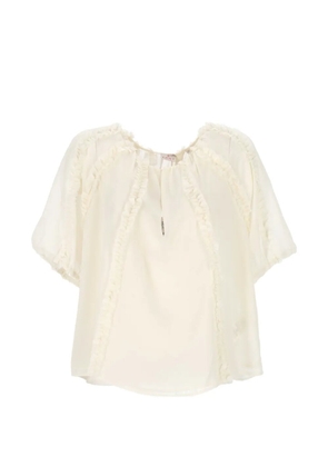 Marella ruffle-trimmed short-sleeve blouse - Neutrals