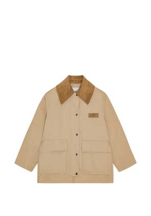 GANNI corduroy-collar coat - Brown
