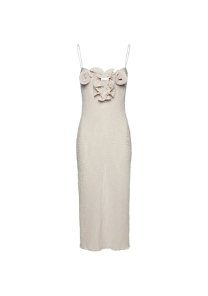 Magda Butrym floral-appliqué midi dress - Neutrals