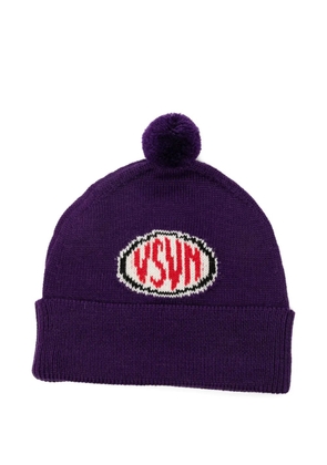 visvim pom-pom intarsia-knit beanie hat - Purple