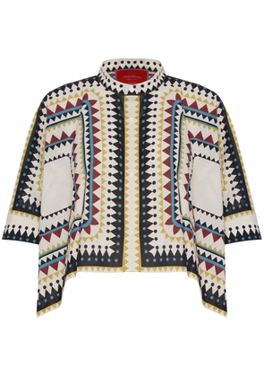 La DoubleJ geometric-print cotton shirt - White