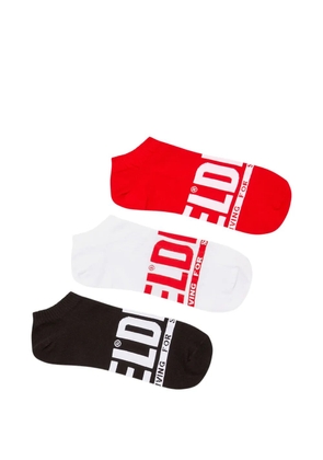 Diesel logo-jacquard low-cut socks (set of three) - Red