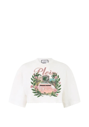 Philipp Plein rhinestones cropped T-shirt - White