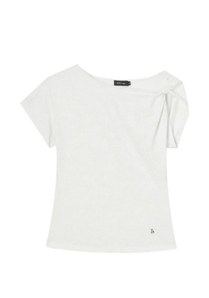 tout a coup knot-detail asymmetric-neck T-shirt - Grey
