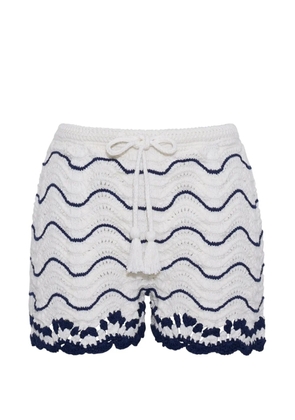 Cara Cara Aicha wave-stripe crochet shorts - White