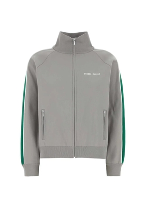 Miu Miu logo-print side-stripe sweatshirt - Grey