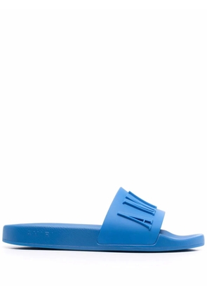 AMIRI logo-embossed open-toe slides - Blue