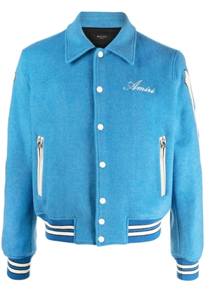 AMIRI bones appliqué wool-blend bomber jacket - Blue