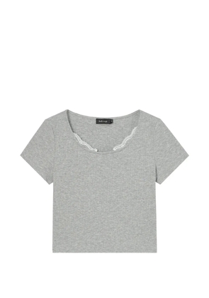 tout a coup lace-trim ribbed T-shirt - Grey