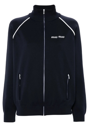 Miu Miu nylon fleece cardigan - Blue