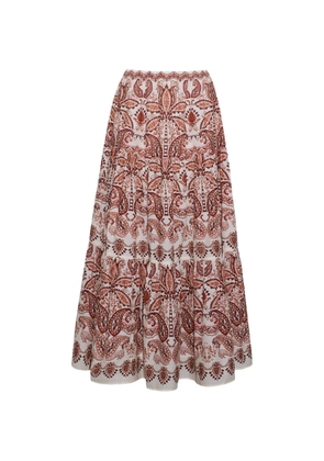 Cara Cara Melanie paisley-print tiered long skirt - White